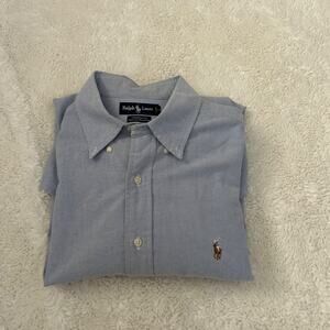 Vintage Ralph Lauren Shirt Mens 17 36/37 Blue Yarmouth Oxford Long Sleeve Preppy
